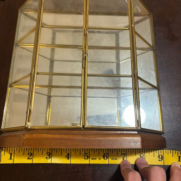 Brass Glass Cabinet Curio Miniature Display Case Tabletop VINTAGE8 3/4 ” - Picture 3 of 6